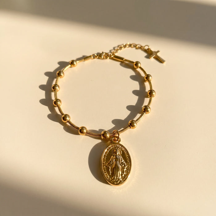 The Gold Plated Miraculous Medal Bracelet