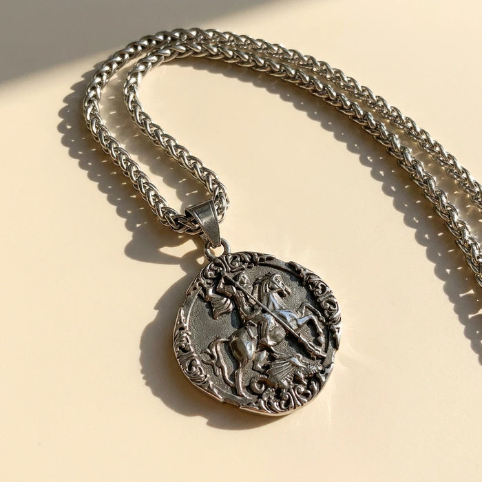 The Titanium Steel Saint George Necklace