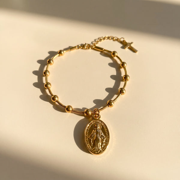The Gold Plated Miraculous Medal Bracelet