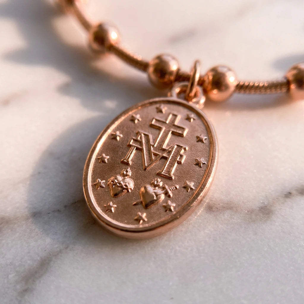The Rose Gold Miraculous Medal Bracelet