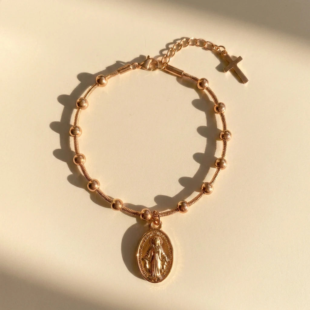 The Rose Gold Miraculous Medal Bracelet