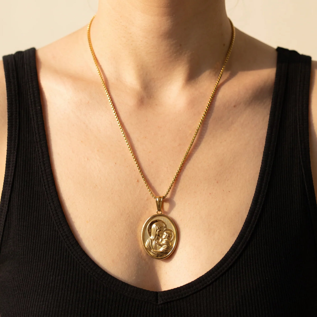 Our Lady of Tenderness Necklace worn