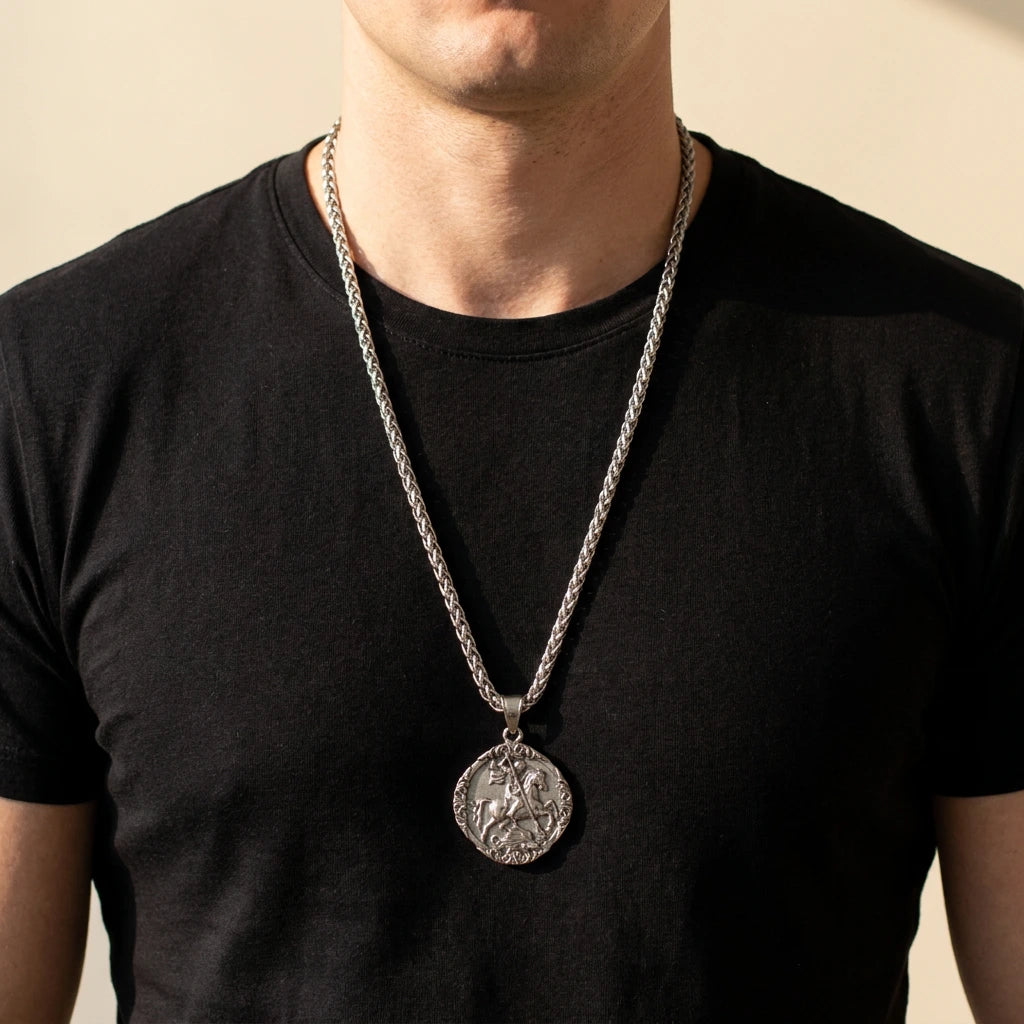 The Titanium Steel Saint George Necklace