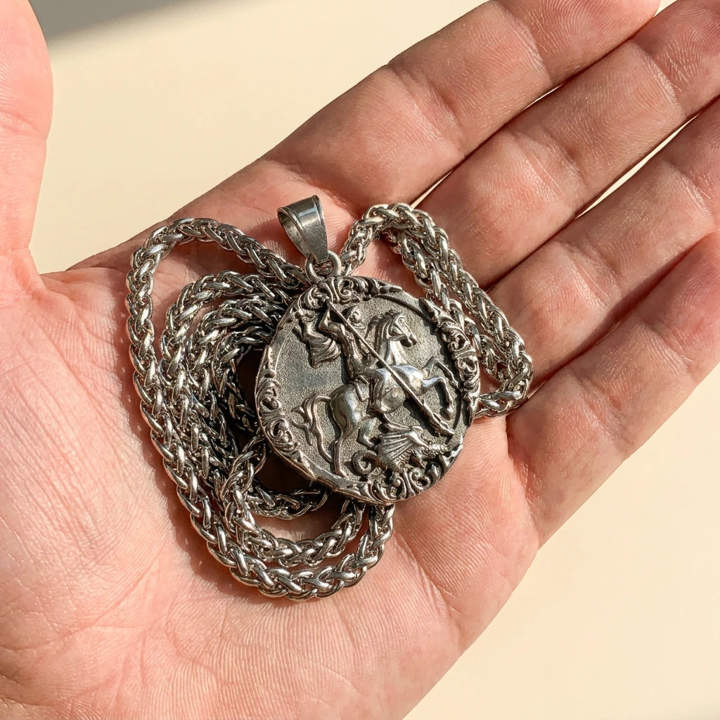 The Titanium Steel Saint George Necklace